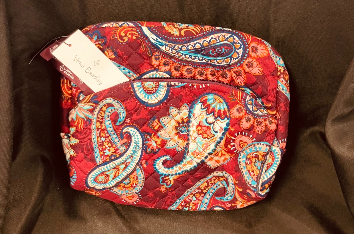 Vera Bradley Paisley Jamboree Cosmetic Bag Read Between the Wines